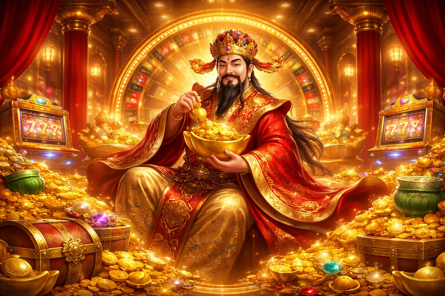 Hình ảnh kết hợp của trò chơi nổ hũ và bắn cá, với biểu tượng may mắn và sinh vật biển sống động tại mint88 hiện đang mở.
